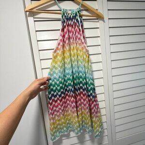 Missoni Purple Yellow Green Zigzag Knit Beach Dress Cover-Up